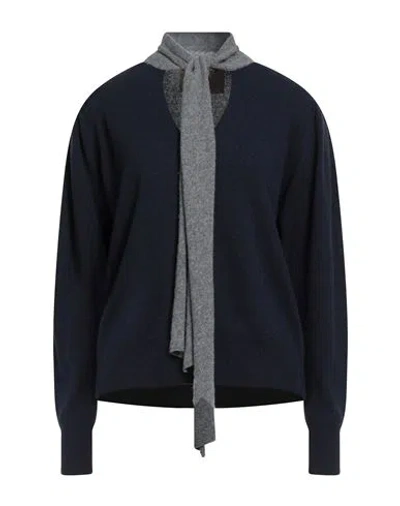 Floor Woman Sweater Navy Size M Merino Wool, Viscose, Polyamide, Cashmere In Blue