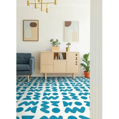 Floorpops Beth Friend Sky Blue Peel And Stick Floor Tiles