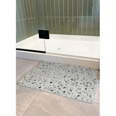 Floorpops Terrazzo Grey Stone Quick Drying Mat In Gray