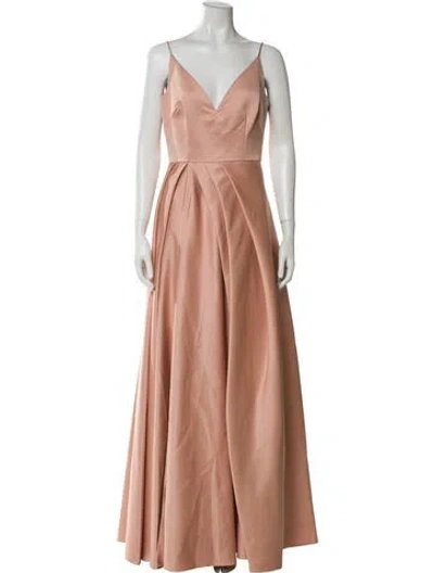 Pre-owned Flor Et.al V-neck Long Dress In Pink