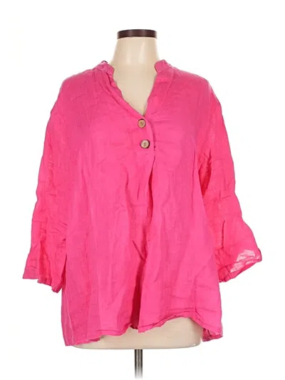 Pre-owned Flora Ashley 3/4 Sleeve Blouse In Pink