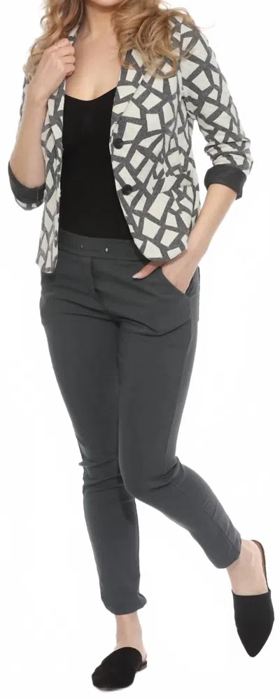 Flora Ashley Knit Blazer-style Jacket In Charcoal In Pink