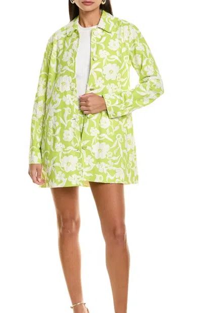 Flora Bea Alanna Floral Coat In Green