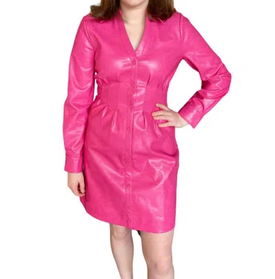 Flora Bea Audrina Dress In Hot Pink Leather