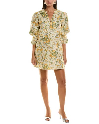 Flora Bea Autumn Day Floral Mini Dress In Gold/green In Multi