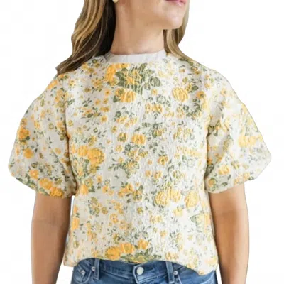 Flora Bea Autumn Day Shelly Top In Green/tan In Multi