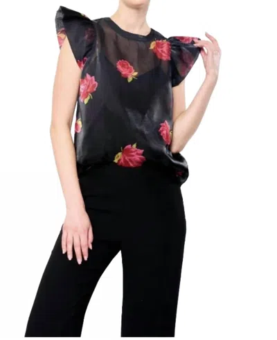 Flora Bea Black Rosy Garden Top In Black/rose In Multi