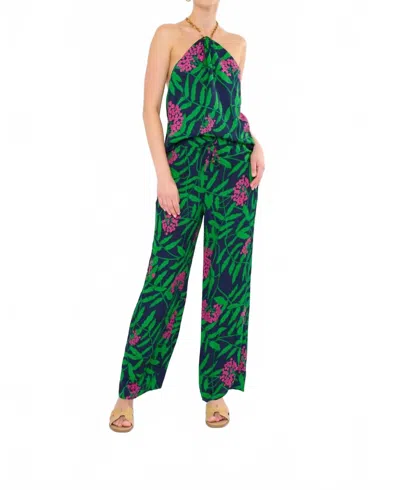 Flora Bea Brodie Open Back Top In Poppy Navy In Green