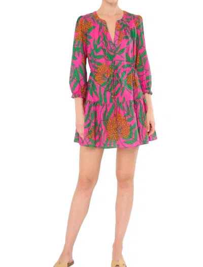 Flora Bea Cova Mini Dress In Poppy Pink In Multi
