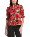 Flora Bea Edith Button Down Top In Black Rose In Multi