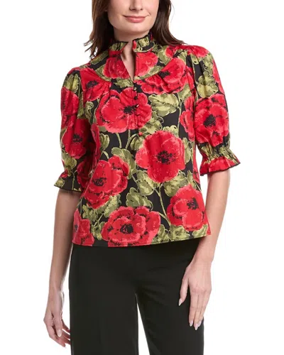 Flora Bea Edith Button Down Top In Black Rose In Multi