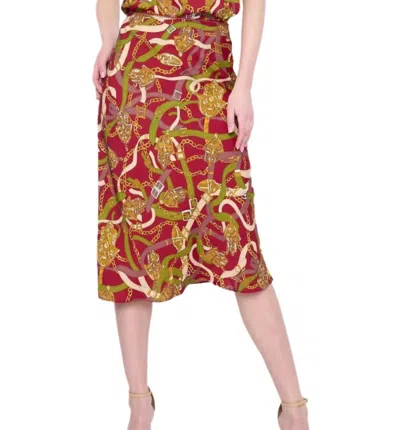 Flora Bea Estella Silk Skirt In Estella Maroon In Multi