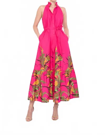 Flora Bea Fawn Button-up Front Dress In Pink Safari Sunset