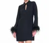 Flora Bea Fabulous Feather Dress In Black In Black