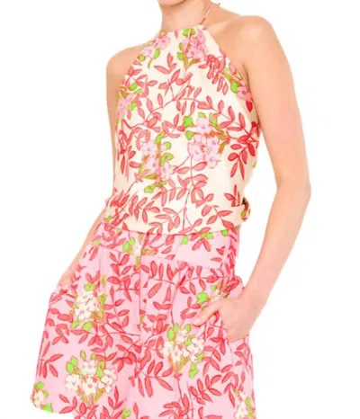 Flora Bea Halter Top In Ivory South Beach In Pink