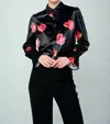 Flora Bea Jona Top In Black Rosy Garden In Multi