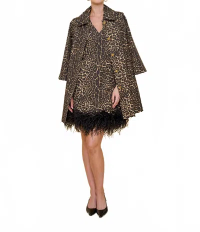 Flora Bea Millie Canvas Animal Print Coat In Starry Night In Brown