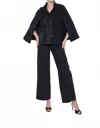 Flora Bea Misha Button Front Cape In Sable Black In Black