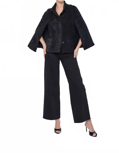 Flora Bea Misha Button Front Cape In Sable Black