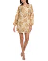 Flora Bea Nyc Aiana Jacquard Organza Wool-blend Shift Dress In Neutral