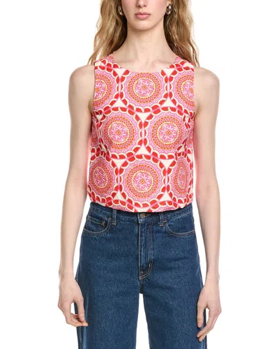 Flora Bea Nyc Bello Linen-blend Top In Pink