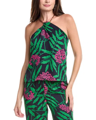 Flora Bea Nyc Brodie Silk Top In Green