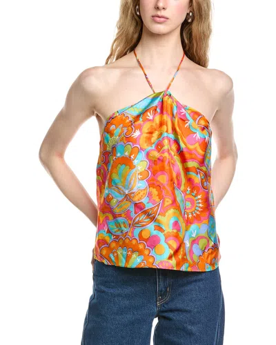 Flora Bea Nyc Brodie Silk Top In Orange