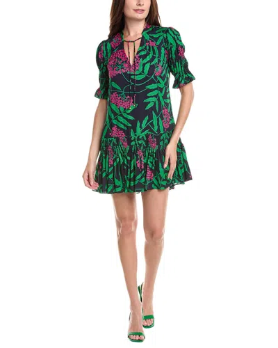 Flora Bea Nyc Hartlie Silk Mini Dress In Green
