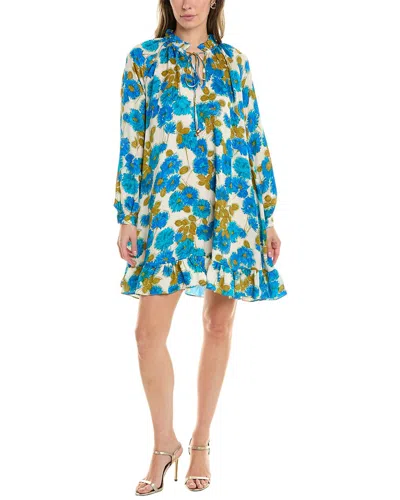 Flora Bea Nyc Kadence Silk Shift Dress In Blue