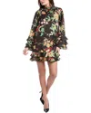 Flora Bea Nyc Ledger Satin Mini Dress In Multi