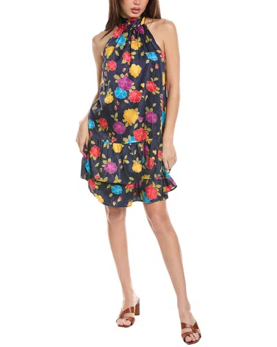 Flora Bea Nyc Moonie Silk Mini Dress In Blue