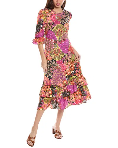 Flora Bea Nyc Nellee Silk Midi Dress In Purple