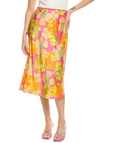 Flora Bea Nyc Salim Silk Midi Skirt In Pink