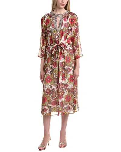Flora Bea Nyc Steffina Silk Midi Dress In Multi