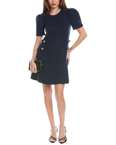 Flora Bea Nyc Tweed Wool-blend Mini Dress In Blue