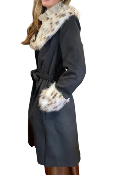 Flora Bea Rochella Coat In Black In Gray