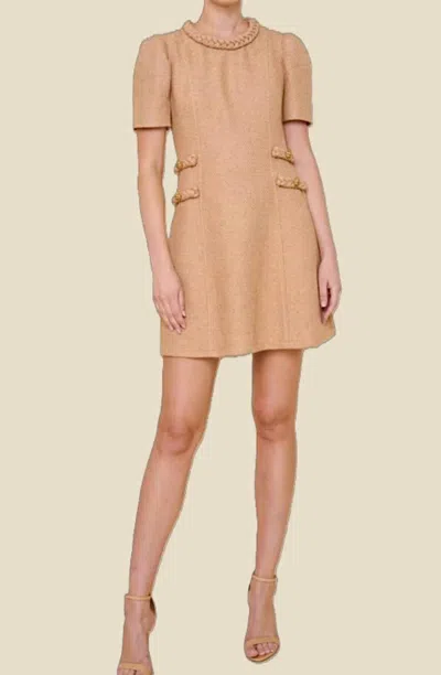 Flora Bea Short Sleeve Mini Dress In Chestnut In Brown