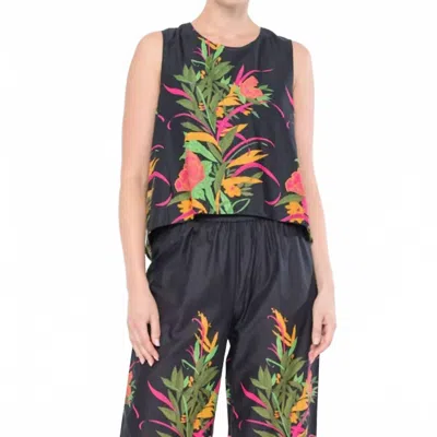 Flora Bea Tiffany Top In Black Safari Sunset In Multi