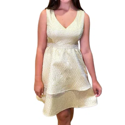 Flora Bea Trina Dress Princess Brocade In Ivory/gold In Multi