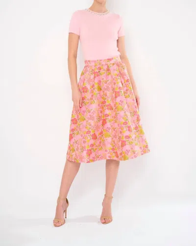 Flora Bea Tulip Skirt In Springtime Brocade In Multi
