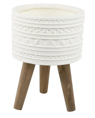 Flora Bunda 10in Crystal Fiberglass Planter In Sage