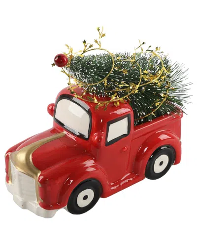 Flora Bunda 10in L Xmas Tree In Ceramic Red Truck