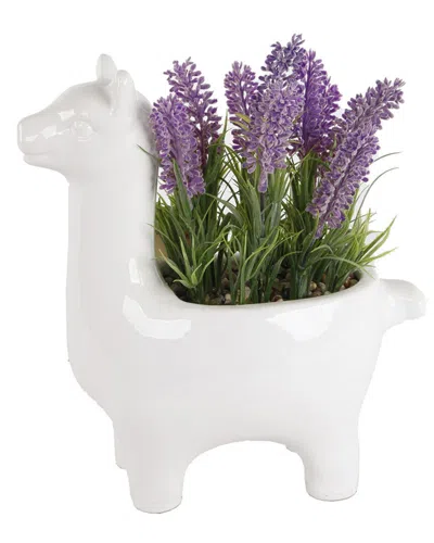 Flora Bunda 10in Lavender Ceramic Llama In Purple