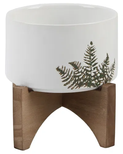 Flora Bunda 10in,8in,6.75in Gl Mustard Hiero Ceramic Pot On Saucer Set Of 3 In Multi