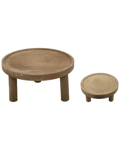 Flora Bunda 10x7in Footed Wood Plant Stand In Brown
