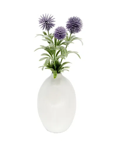 Flora Bunda 11in Pom Pom In Ceramic Vase In Purple