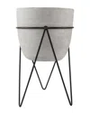 Flora Bunda 12.5in Grey Cement Planter On Stand In Gray