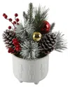 Flora Bunda 12.5in H Xmas Mix In 6in Nut Cracker Ceramic Footed Pot In Ivory