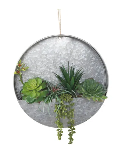 Flora Bunda 12in Galvanized Hanging Tin With Strings Of Pearl In Gray