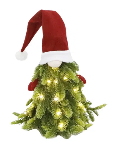 Flora Bunda 12in H Led Gnome Tree In Red